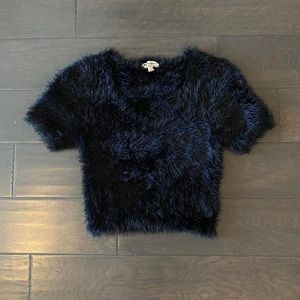 For Love & Lemons Black Fur Top